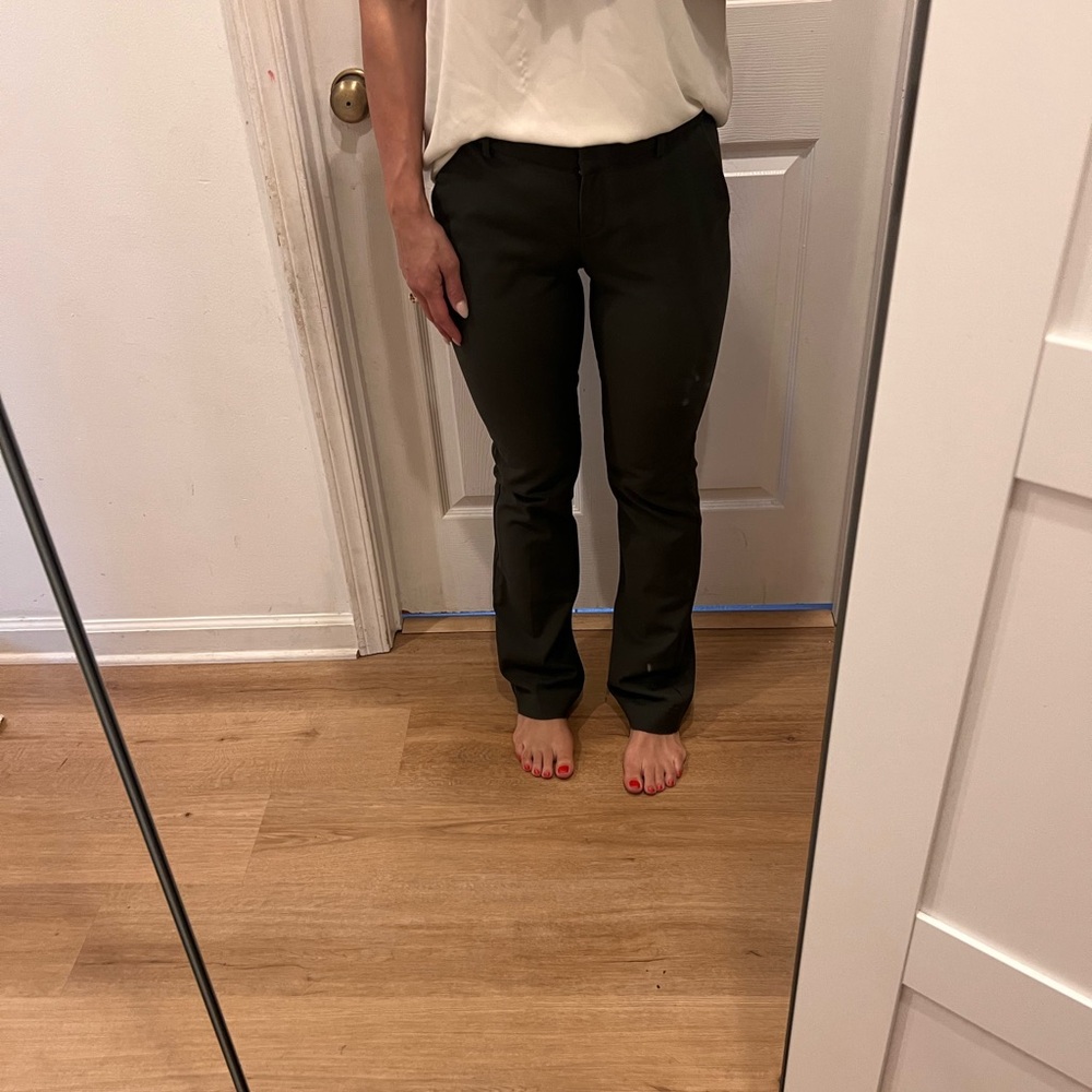Women’s Low rise olive green express columnist straight pants